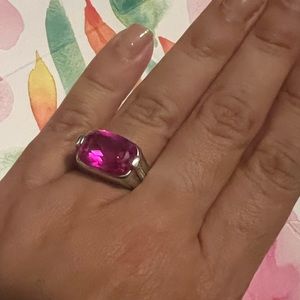 Silver 925 Fucsia Stone Ring